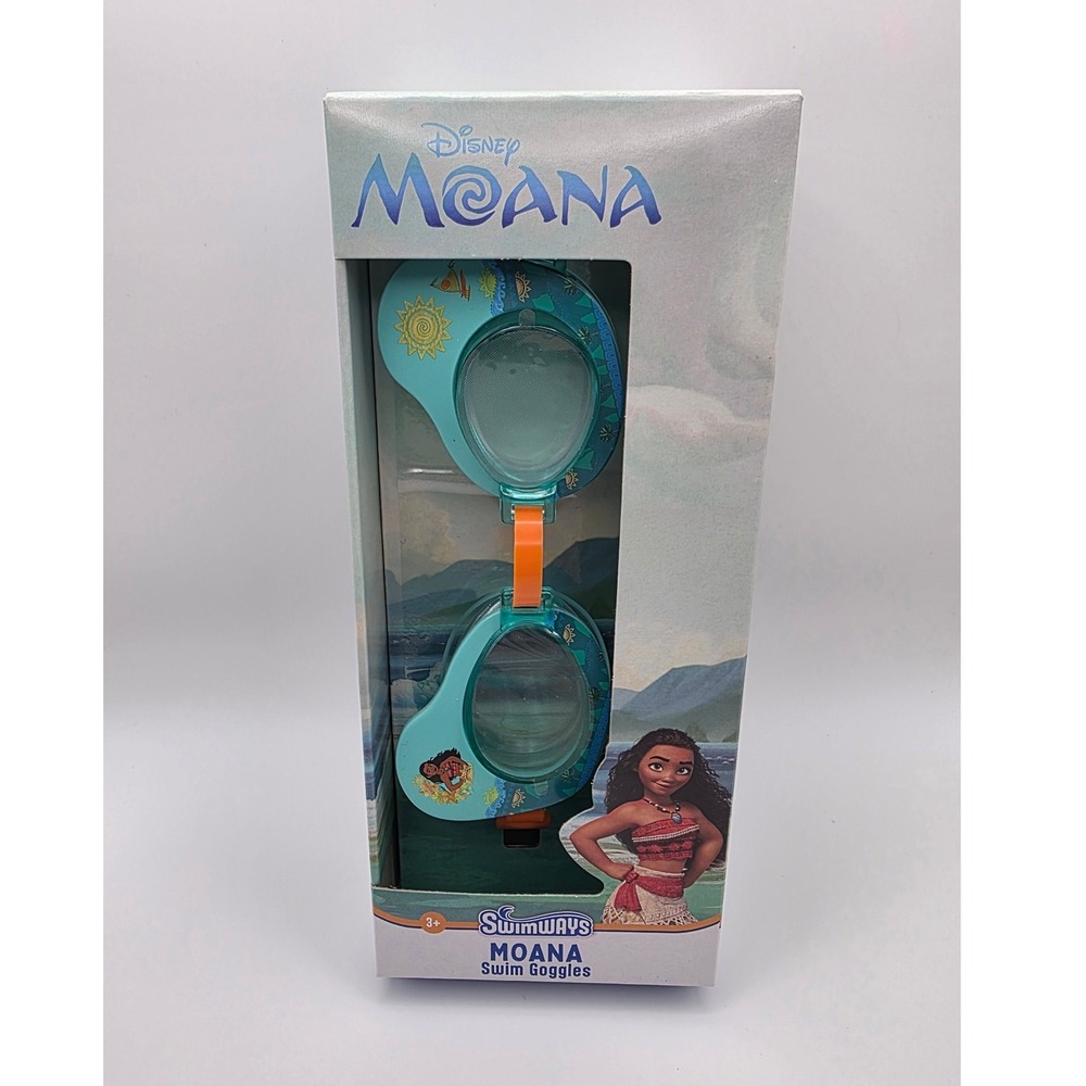 Disney Moana Swim Goggles Swimways Teal Orange Kids Adjustable Pool Gear